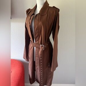 Mycra pac rain iradescent brown trench coat size S